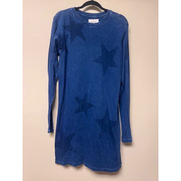 CURRENT ELLIOTT The Long Sleeve Beatnik Dress in Washed Blue Ground with Stars - Picture 2 of 8